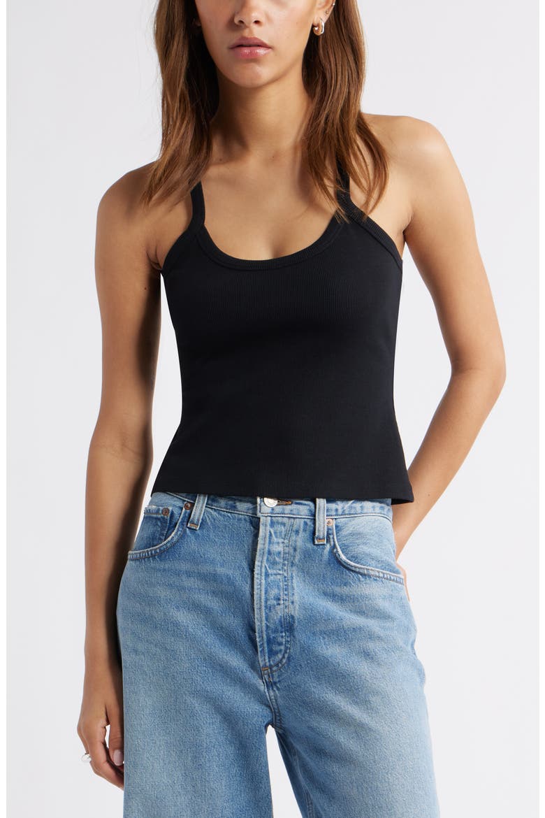 Rib Racerback Camisole, Main, color, BLACK