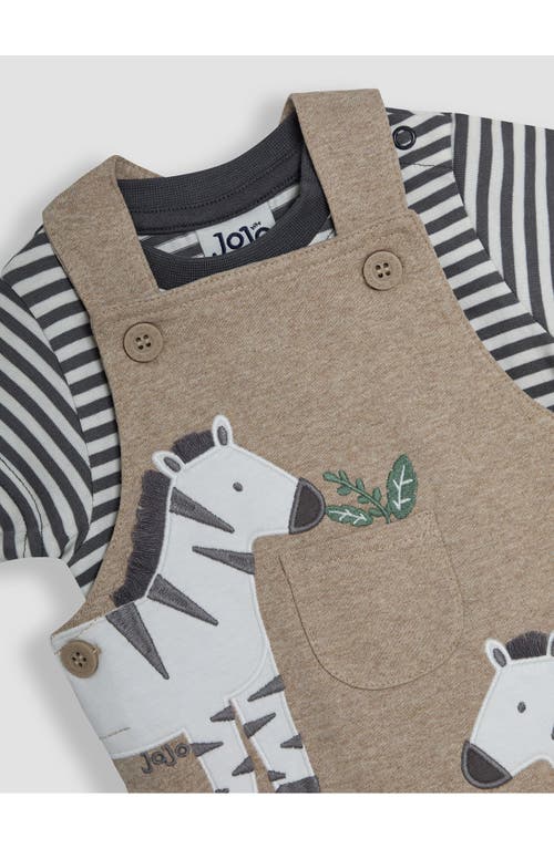 JOJO MAMAN BÉBÉ JOJO MAMAN BEBE ZEBRA APPLIQUÉ OVERALLS & STRIPE T-SHIRT SET