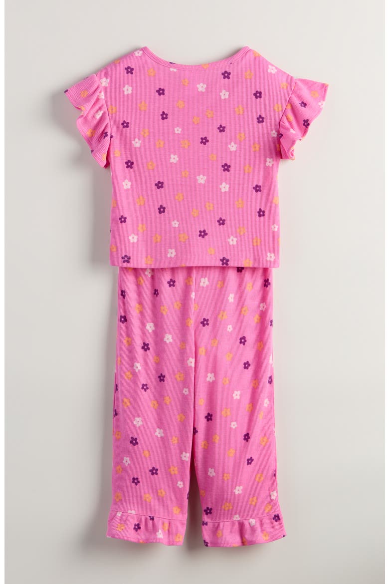 Kids' Rib Knit Pajamas, Alternate, color, PINK- ORANGE FLOWER POP