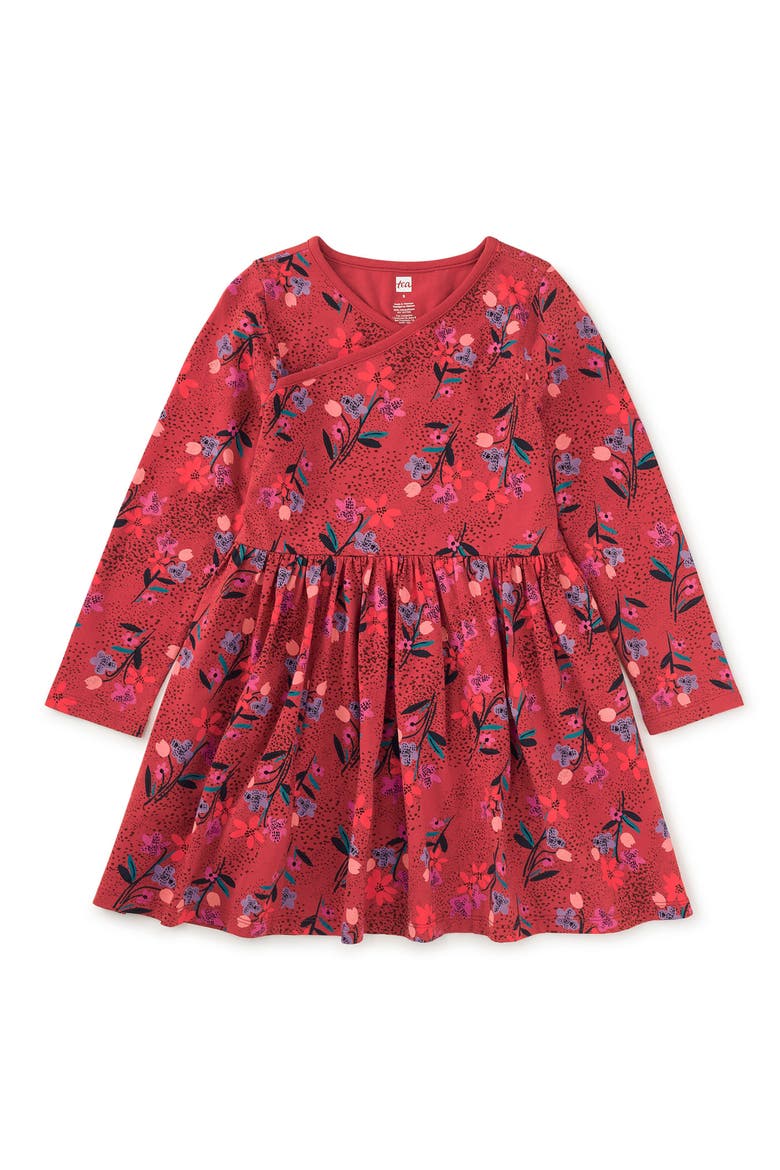 Long Sleeve Wrap Neck Dress, Main, color, Vintage French Flowers