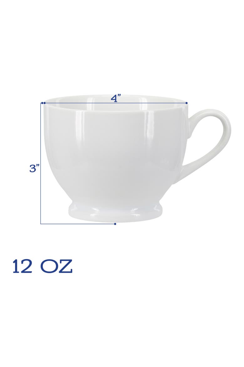 Set of 4 Footed Cappuccino Cups, Alternate, color, WHITE