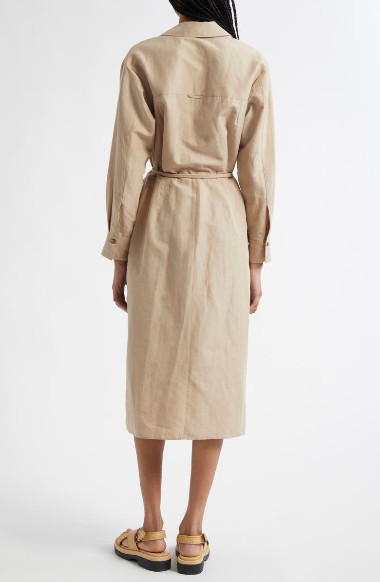 Vince Long Sleeve Wrap Shirtdress, Alternate, color, Light Sandbar