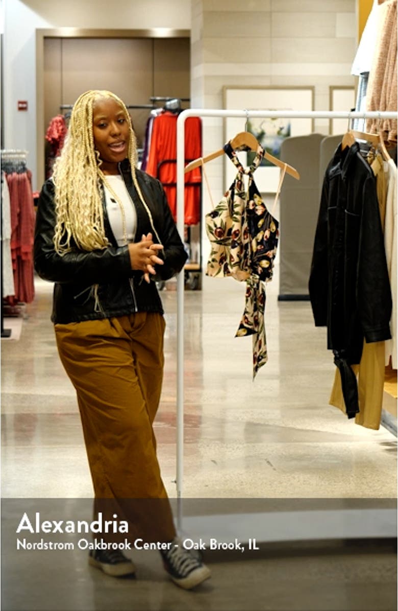 Clarke Blocked Floral Silk Halter Top, sales video thumbnail