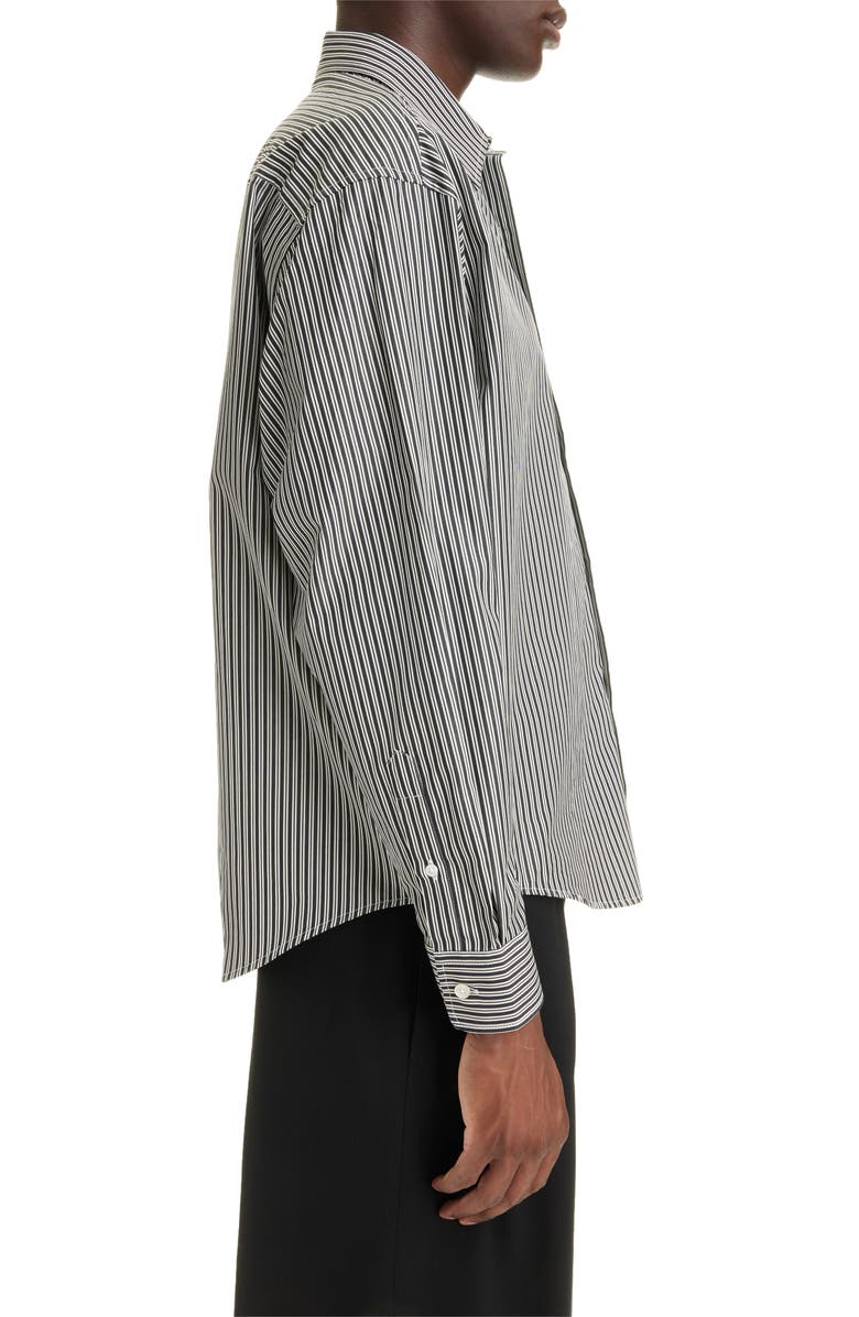 AMI PARIS Ami de Coeur Boxy Fit Stripe Cotton Oxford Button-Up Shirt, Alternate, color, 