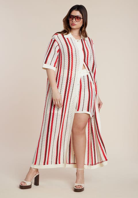 Striped Crochet Duster (Plus)