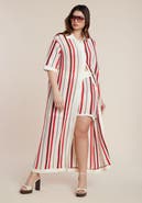 ELOQUII Striped Crochet Duster