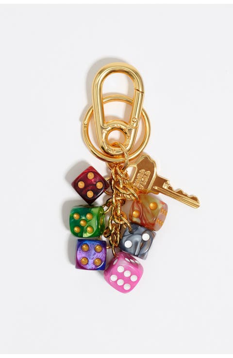 Metal multicolor dice key ring