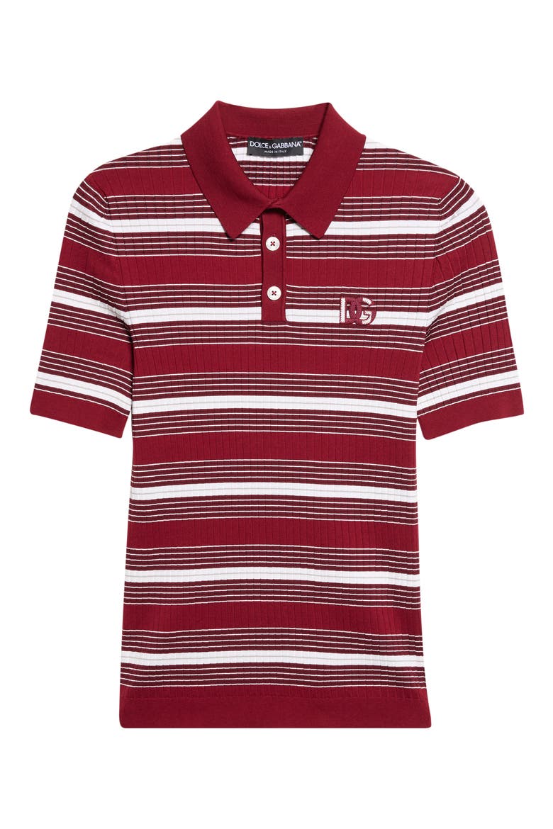 Stripe Cotton Blend Rib Polo Sweater, Alternate, color, R8776 BORDEAUX/ GRIGIO/ B.CO