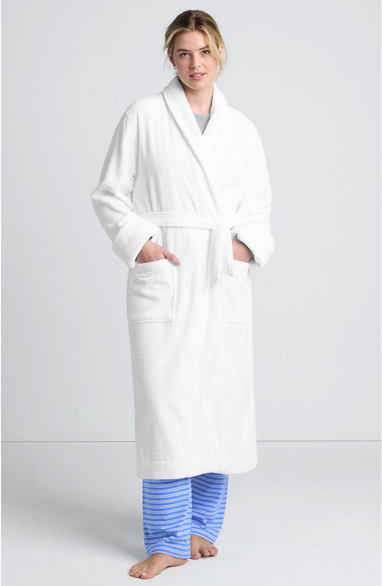Lands' End Cotton Terry Long Spa Bath Robe, Alternate, color, 