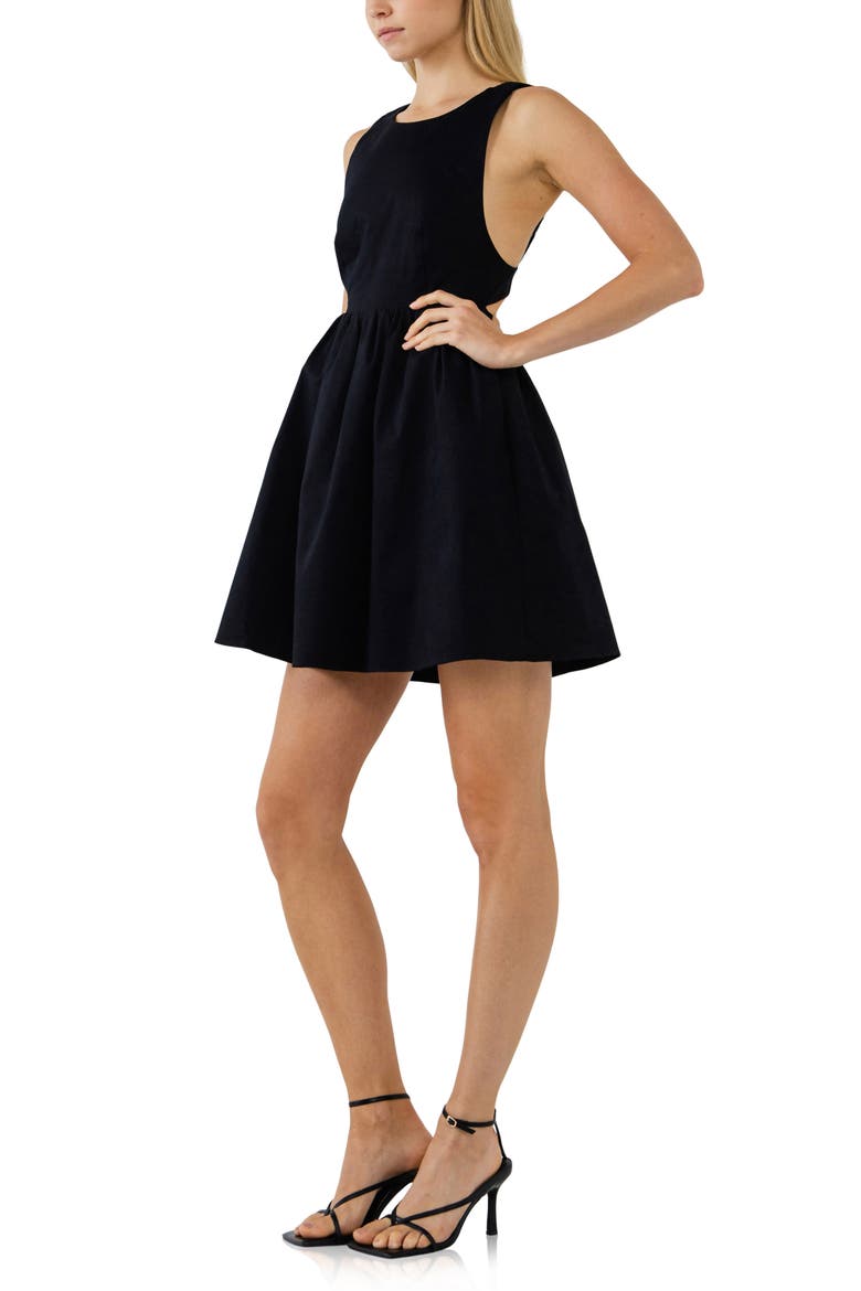 Open Elastic Back Minidress, Alternate, color, BLACK