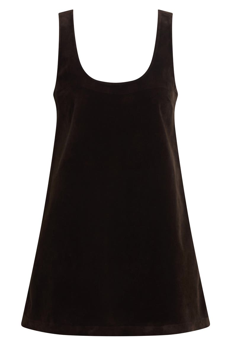 The Scoop Neck Faux Leather Minidress, Alternate, color, DARK CHOCOLATE