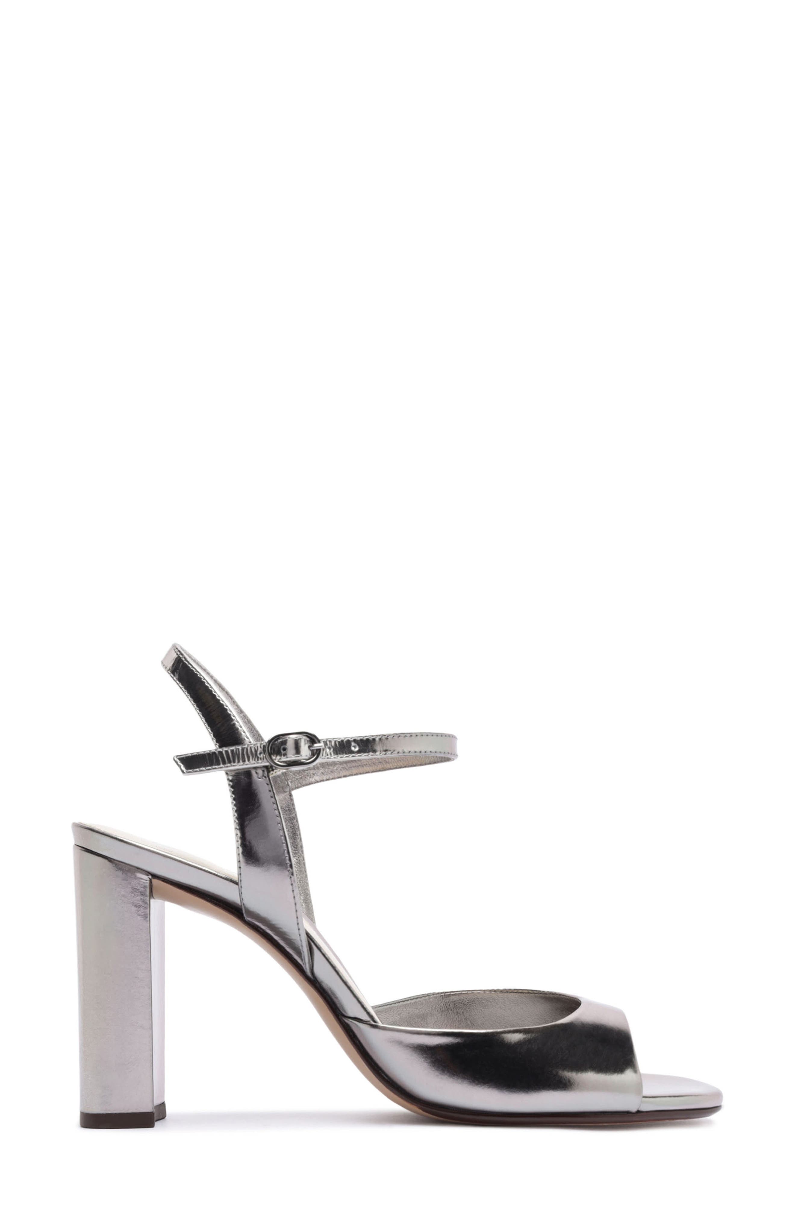 Amy Metallic Leather Sandal, Alternate, color, GRAFITE