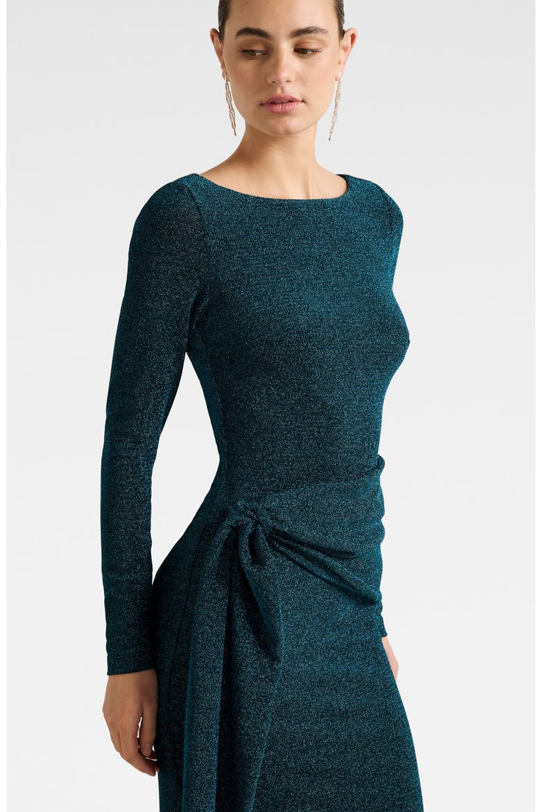 Eden Metallic Side Tie Gown, Alternate, color, BLUE