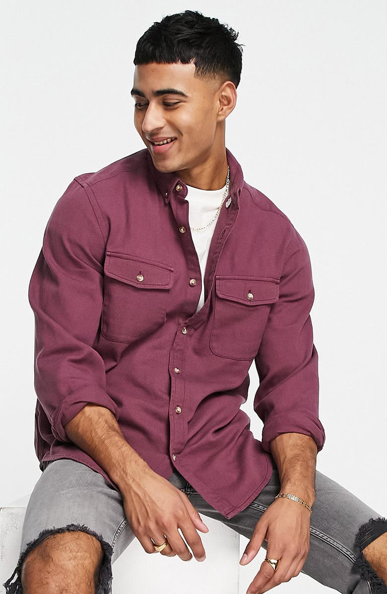 ASOS DESIGN Double Pocket Cotton Shacket, Main, color,