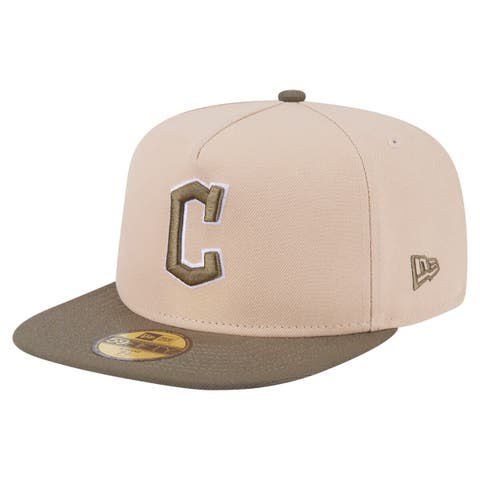 Men's New Era Light Beige/Olive Cleveland Guardians Two-Tone Color Pack A-Frame 59FIFTY Fitted Hat