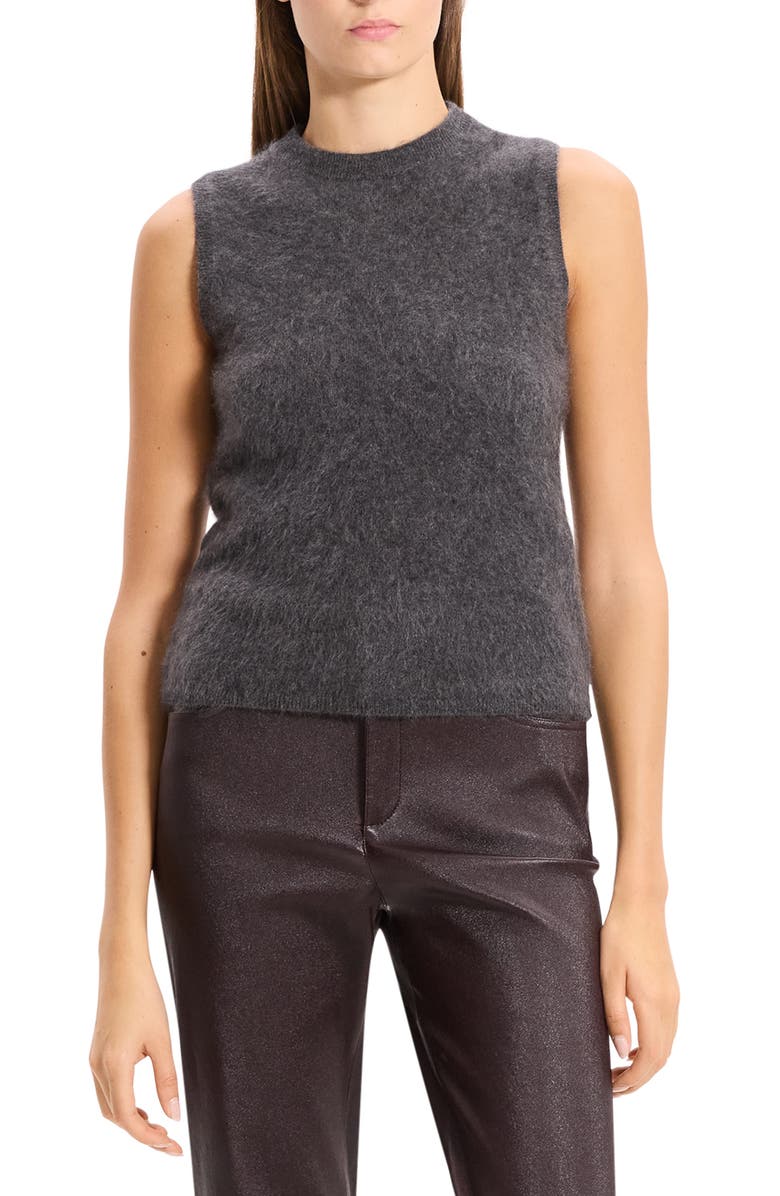 Theory Cashmere Sleeveless Sweater, Main, color, Light Charcoal