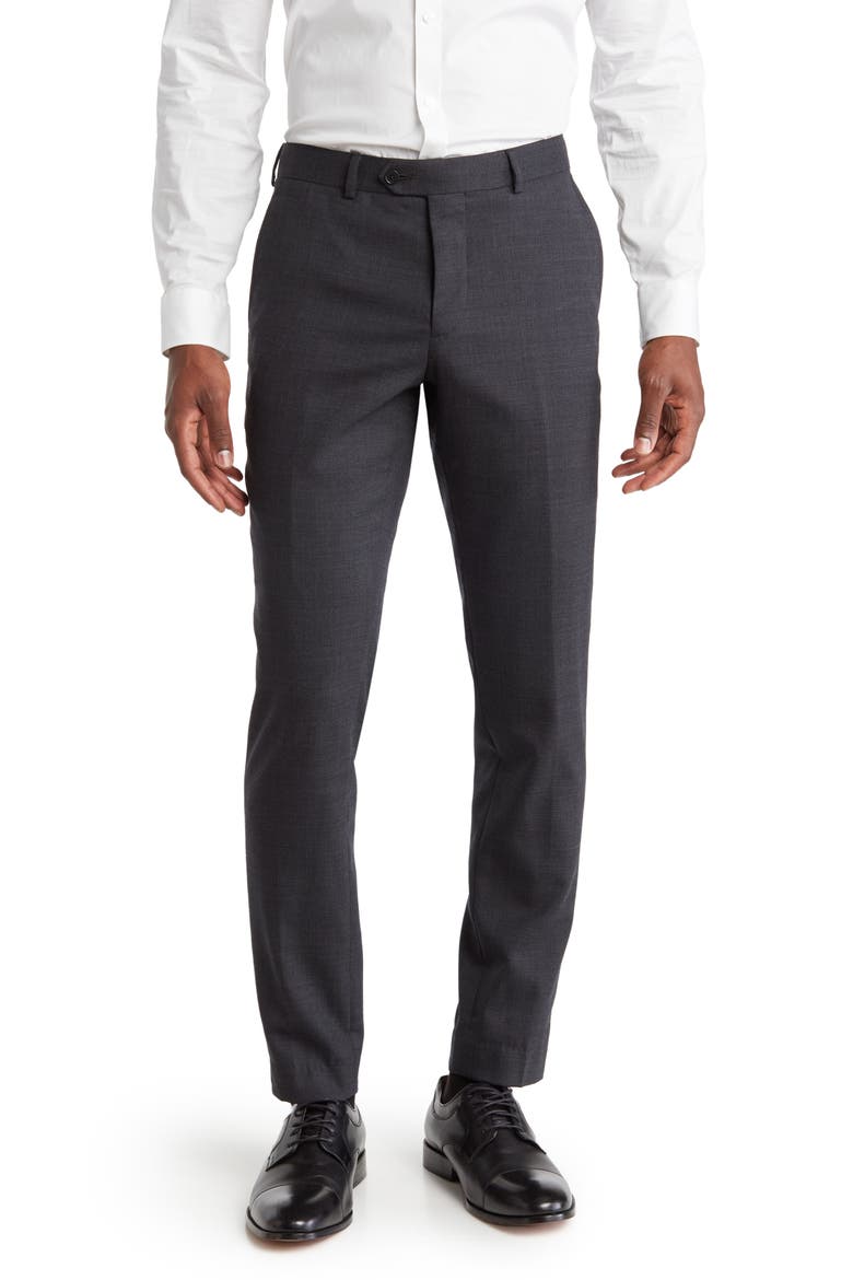 Black Birdseye Stretch Suit Pants, Main, color, CHARCOAL