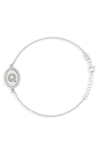 Meshmerise Diamond Initial Disc Bracelet In Metallic