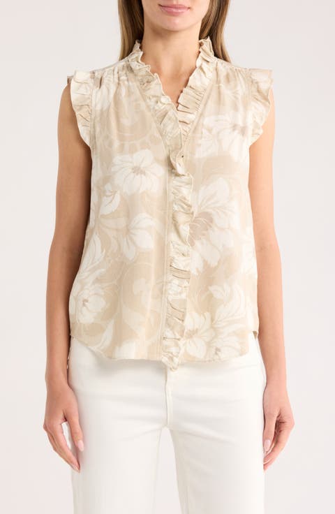 Ruffle Linen Blend Shirt