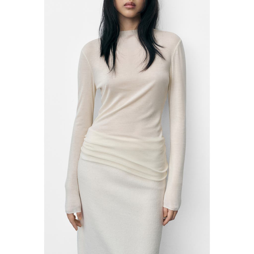 Mango Long Sleeve T-shirt In Ecru