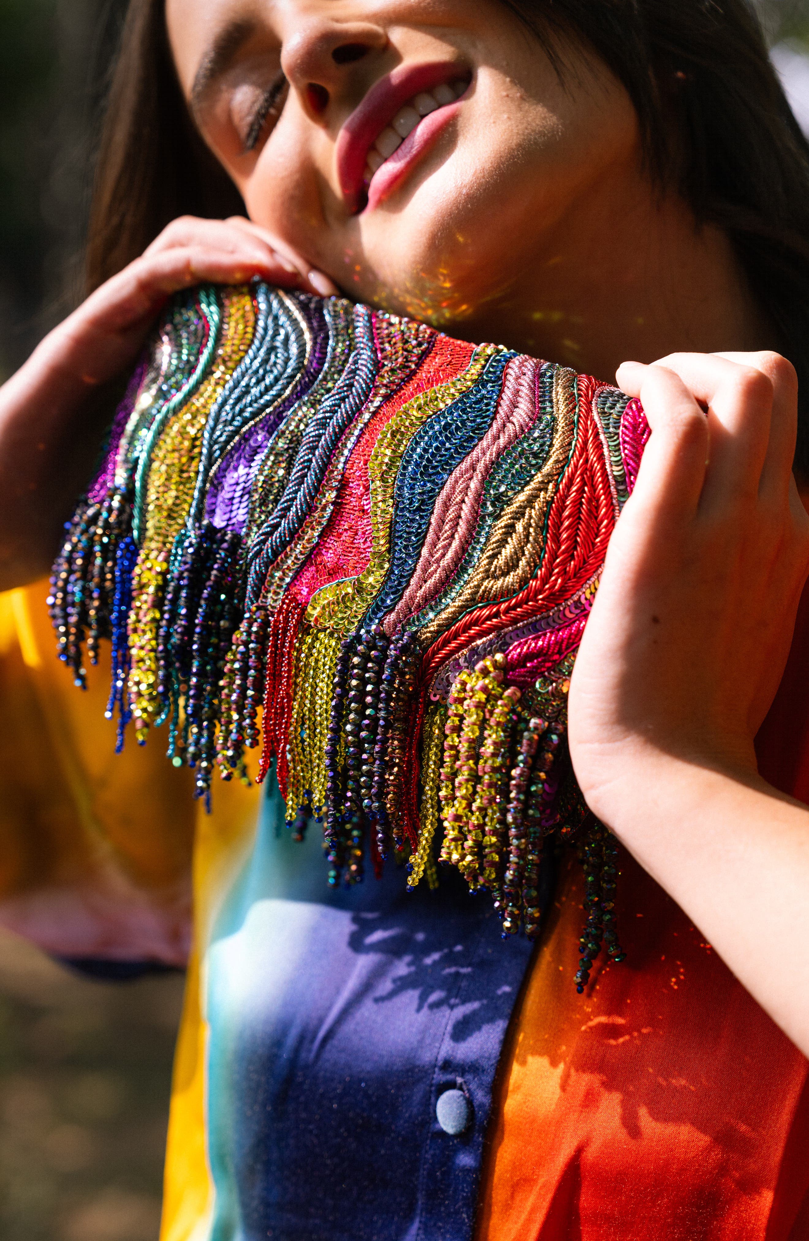 Simitri Zari Dune Clutch, Alternate, color, Multi