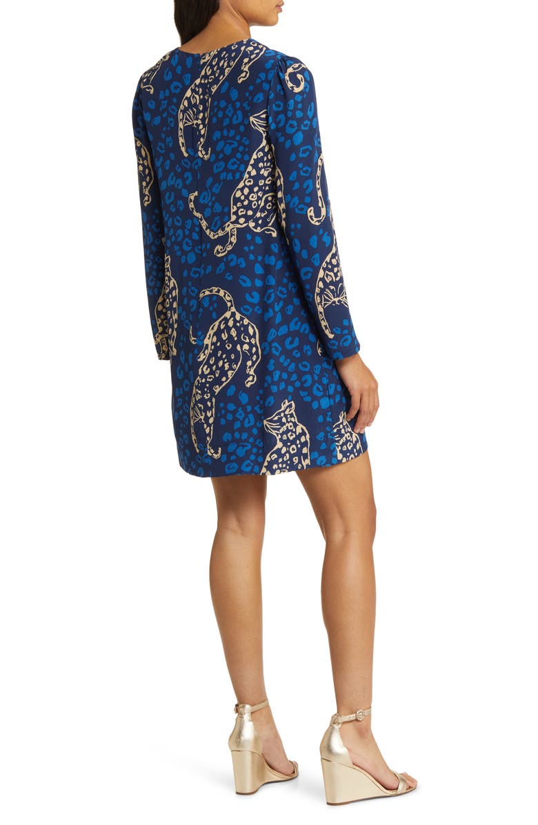 Lilly Pulitzer<sup>®</sup> Tyra Leopard Print Long Sleeve Silk Shift Dress, Alternate, color, 