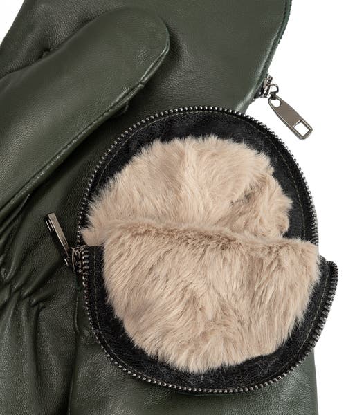 Echo Zip-top Glove With Faux Fur Lining In Green