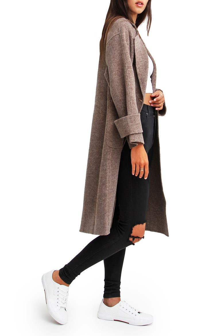 Rumour Has It Oversized Wool Blend Coat, Alternate, color, WALNUT