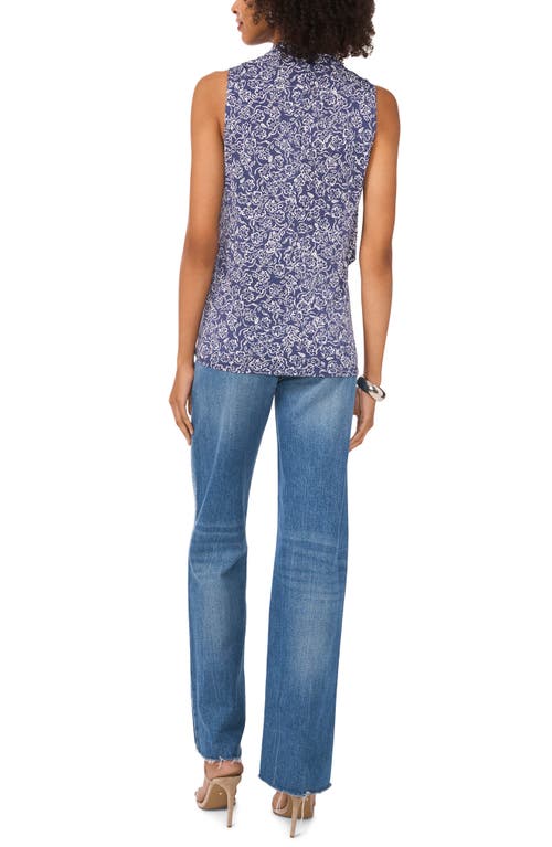Vince Camuto Women's Printed Crossover-wrap Tank Top In Dew Blue