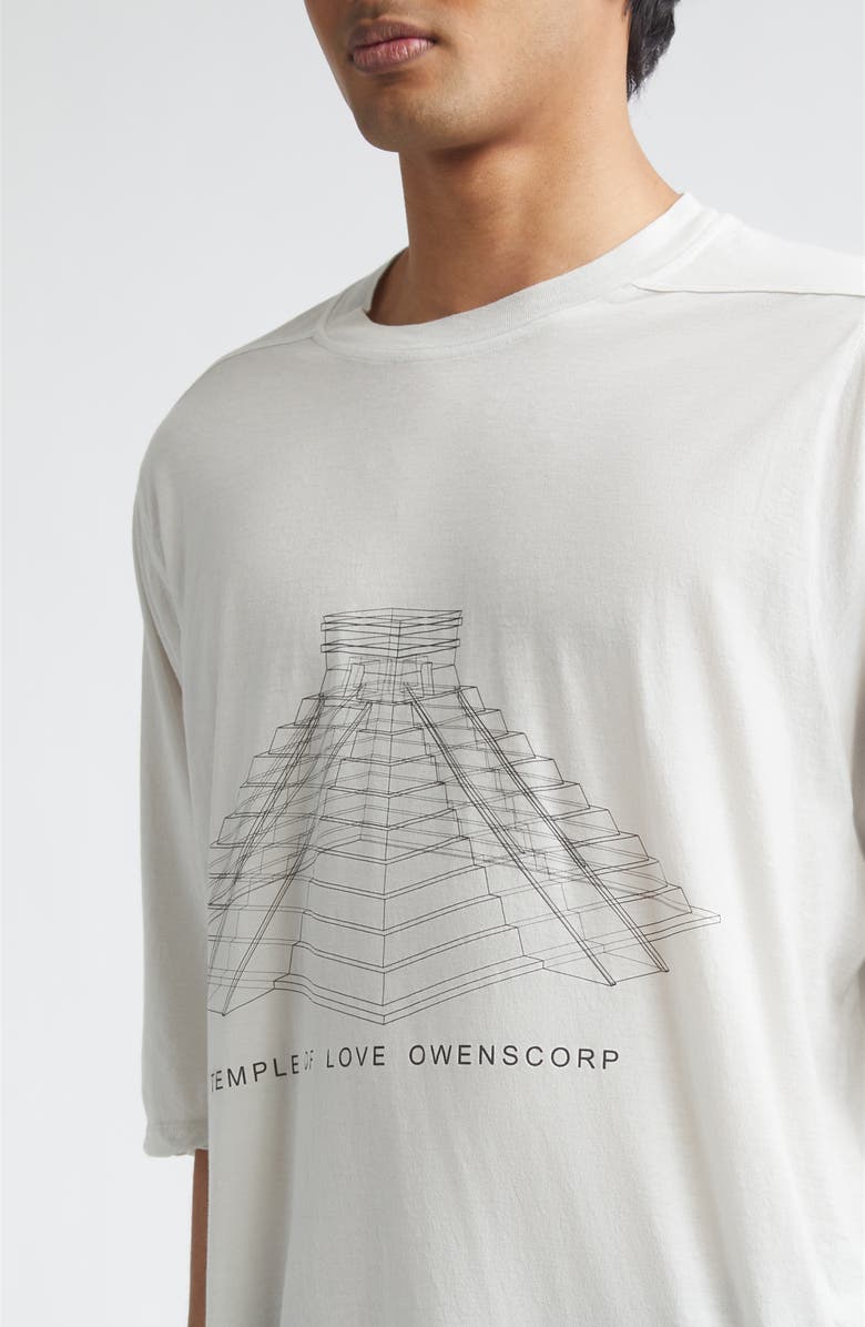 Rick Owens Temple Jumbo Graphic Cotton T-Shirt, Alternate, color, Milk Wash/ Black