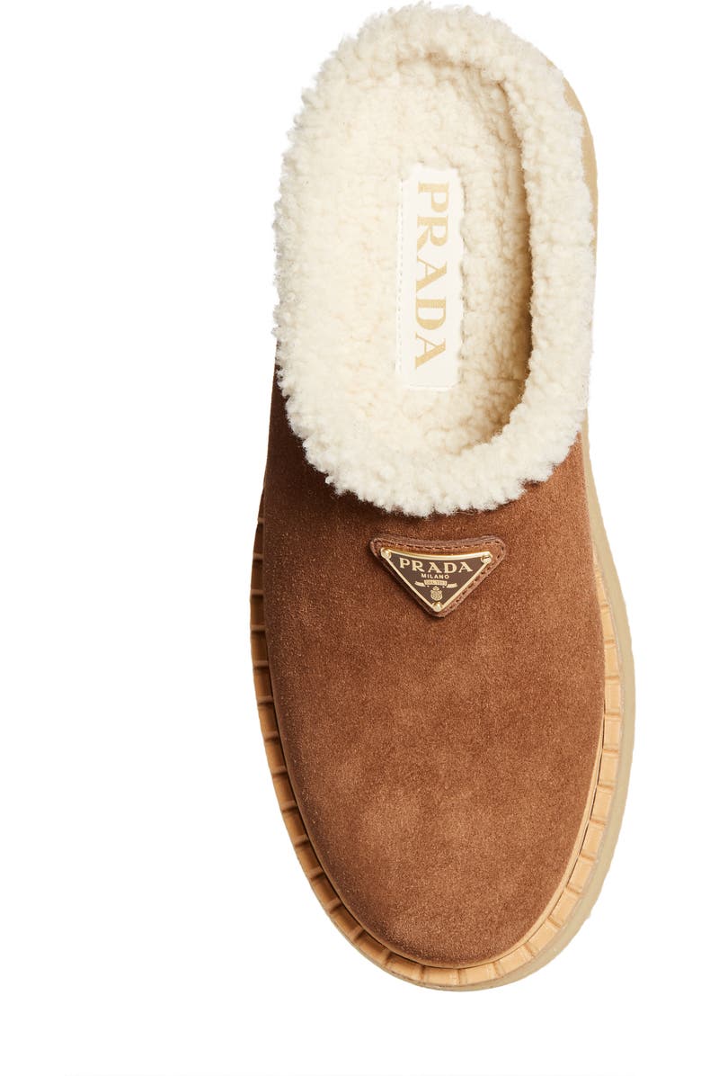 Prada Evolve Genuine Shearling Clog, Alternate, color, Cacao
