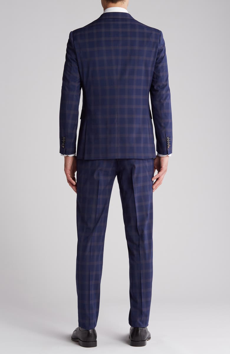 English Laundry Plaid Trim Fit Notch Lapel Two-Piece Suit, Alternate, color, Navy