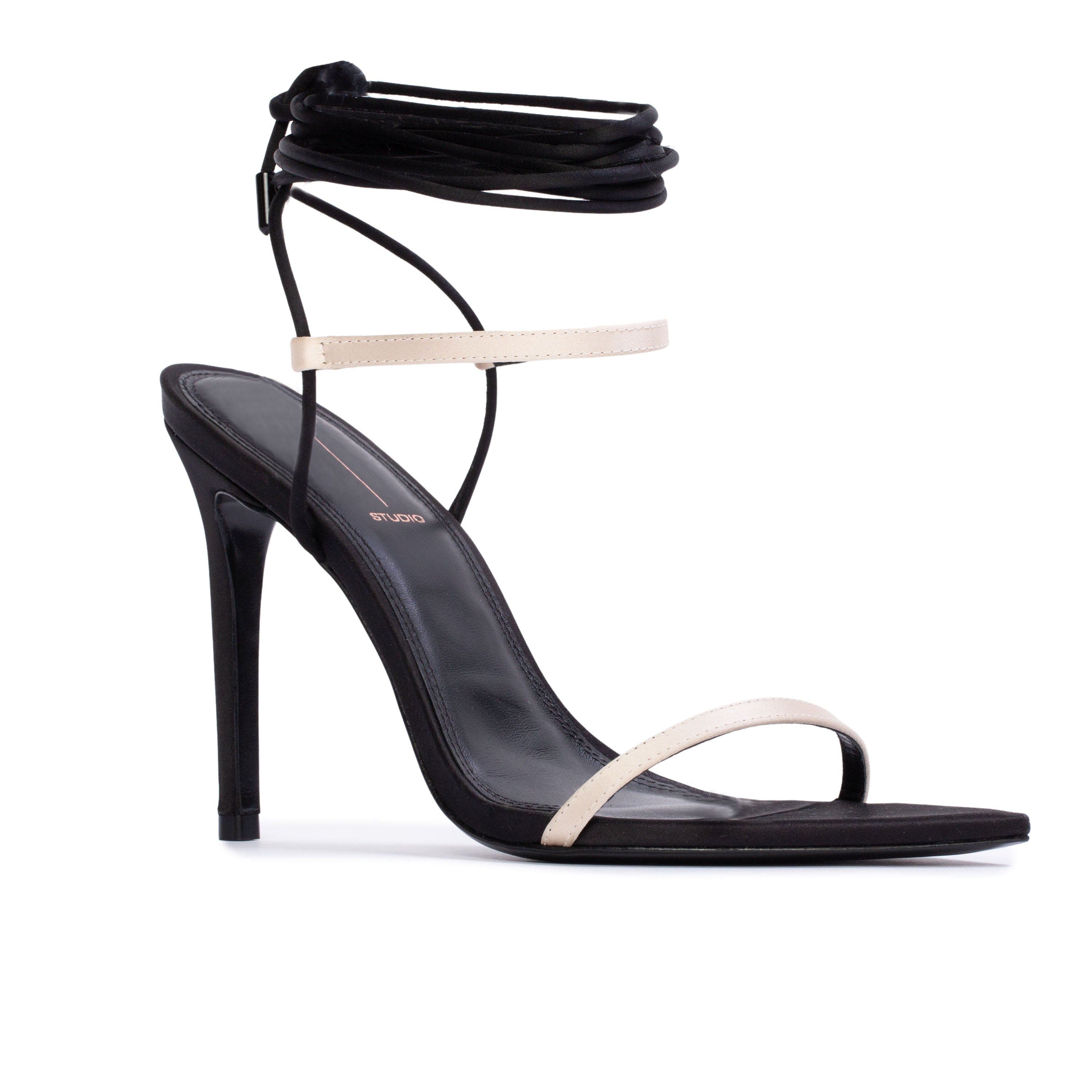 Lauren100 Strappy Sandal, Alternate, color, Black/Champagne Satin