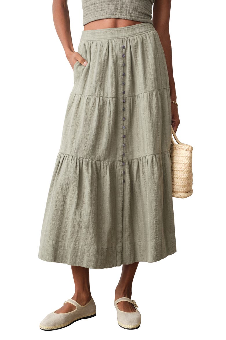Lana Tiered Cotton Maxi Skirt, Main, color, SAGE