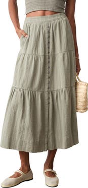 Marine Layer Lana Tiered Cotton Maxi Skirt