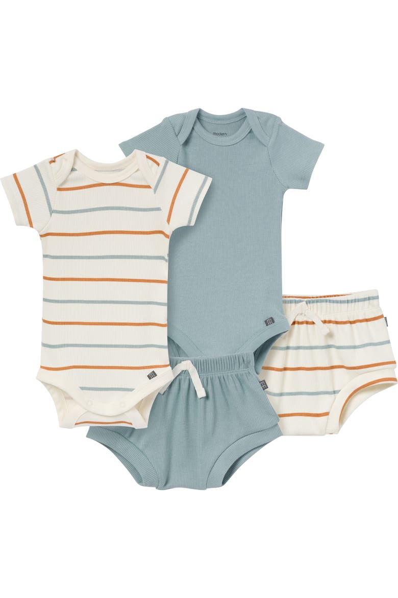 Coordinating 4-Pack Bodysuit & Shorts Set, Main, color, Stripes