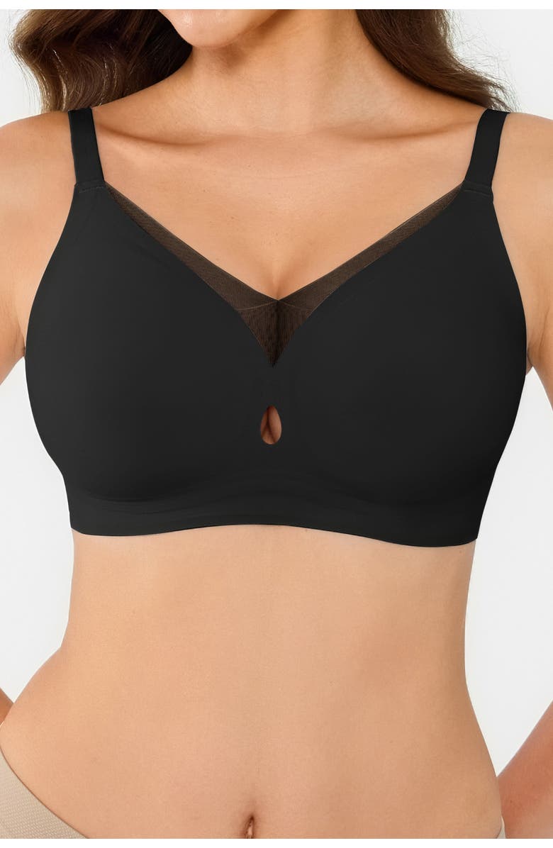 Popilush Seamless Wireless Jelly Leopard Contour Minimizer Support Bra, Main, color, Black
