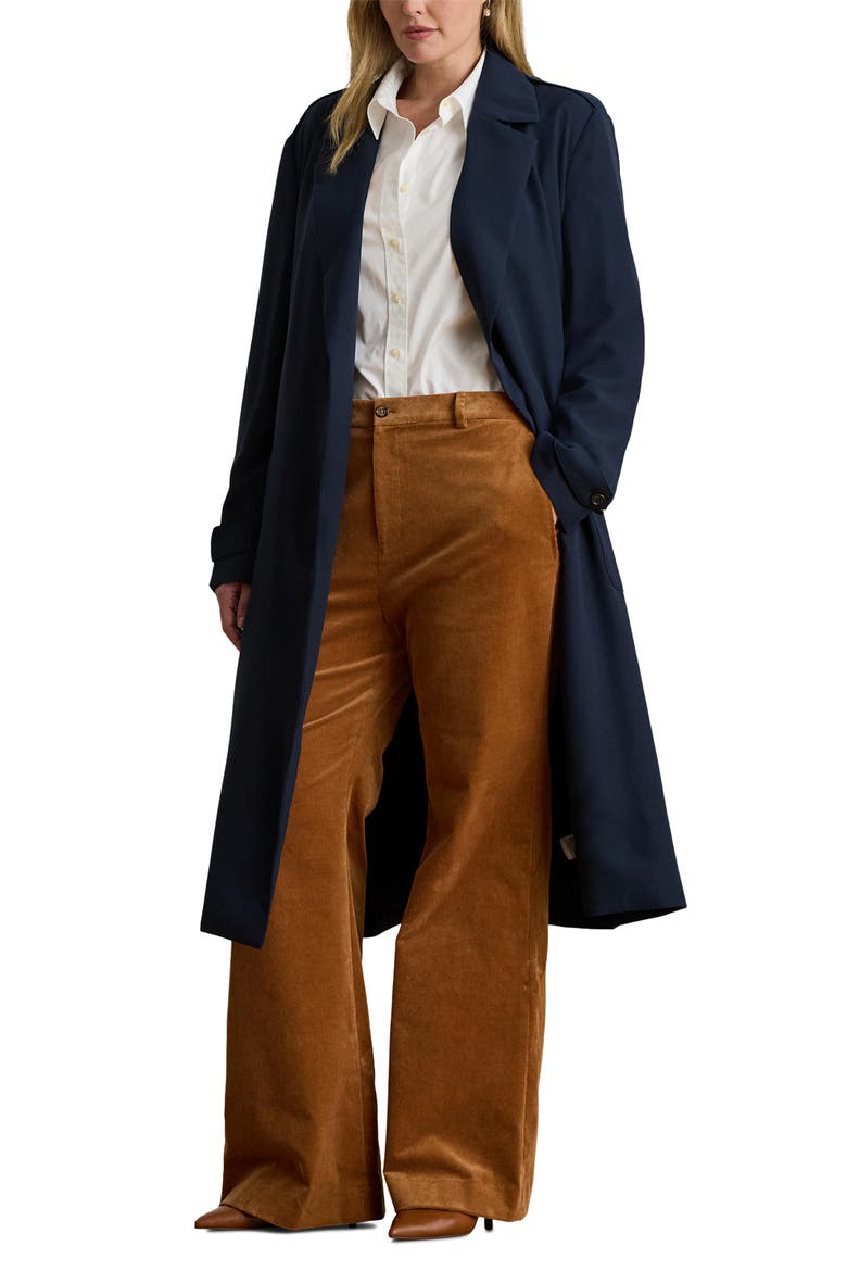 Double-Faced Georgette Wrap Coat, Main, color, LAUREN NAVY