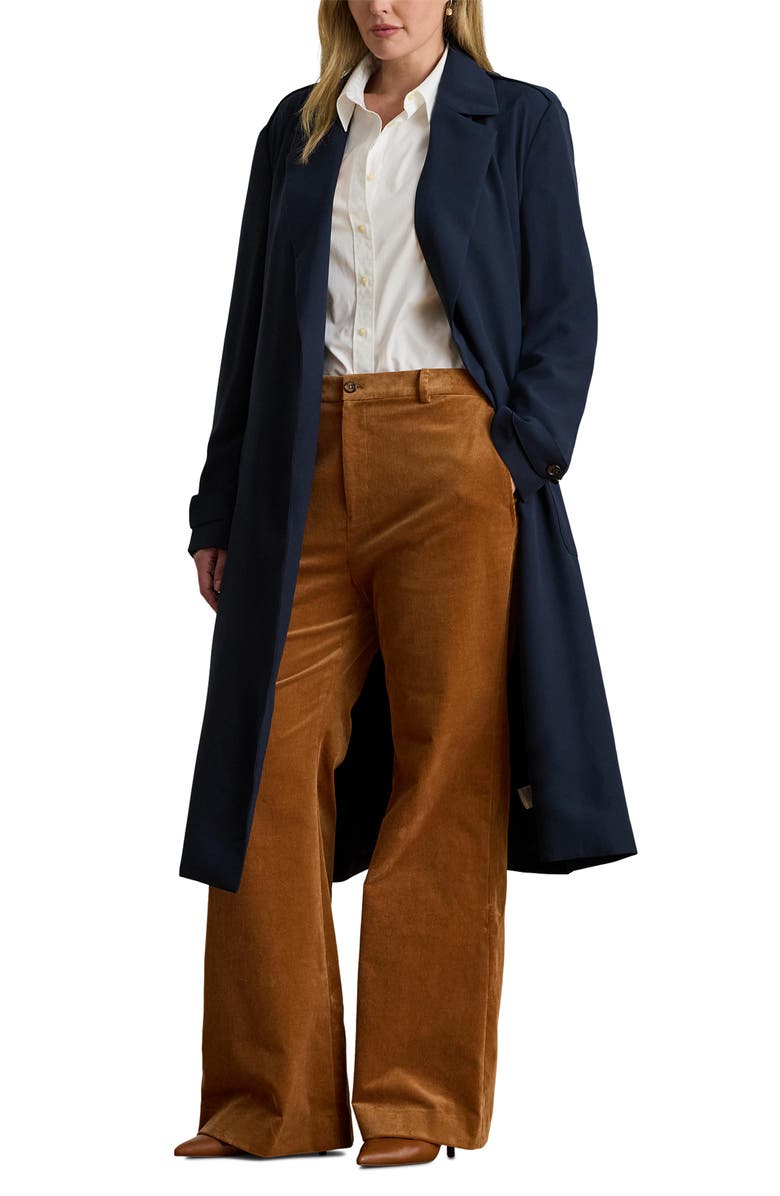 Lauren Ralph Lauren Double-Faced Georgette Wrap Coat, Main, color, Lauren Navy