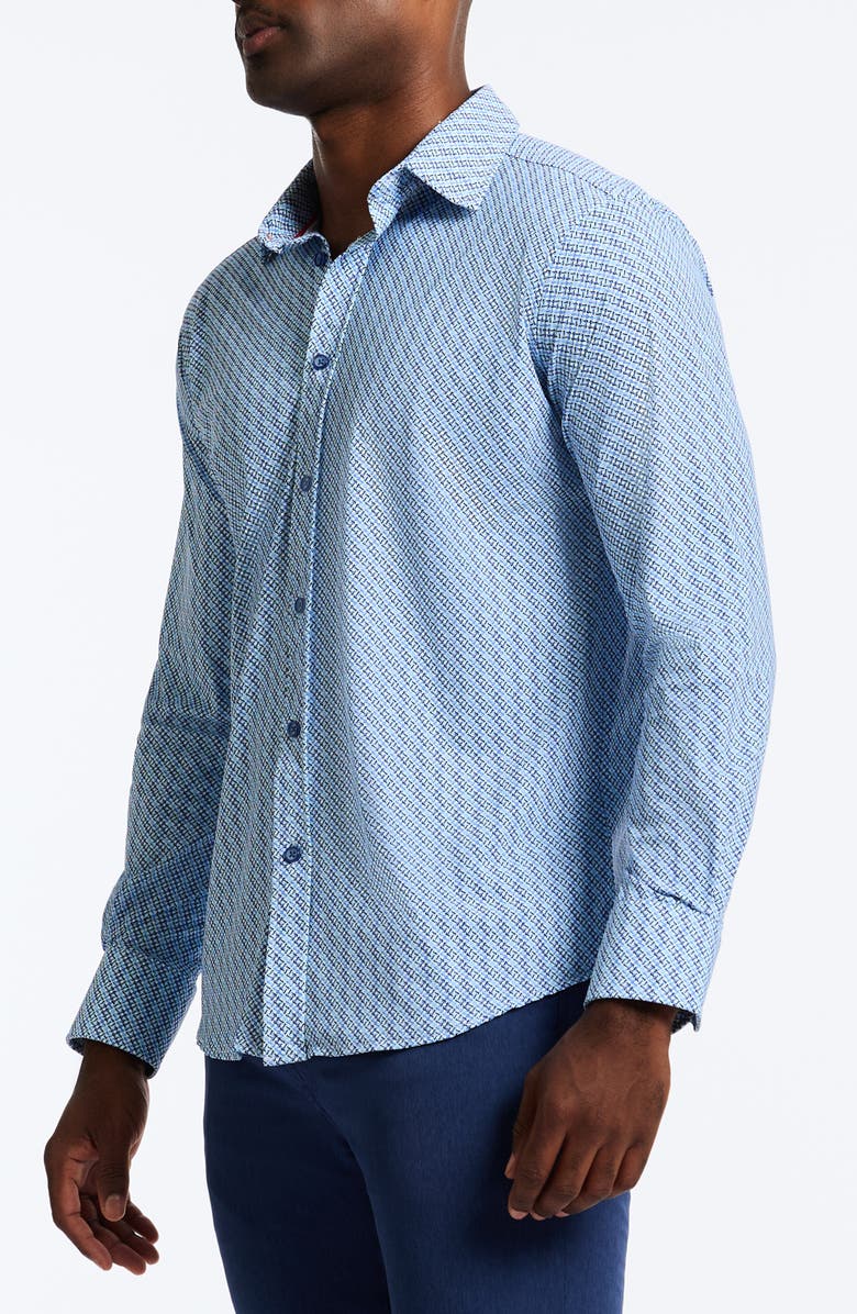 Robert Graham Wilshire Classic Fit Crosshatch Print Knit Button-Up Shirt, Alternate, color, 