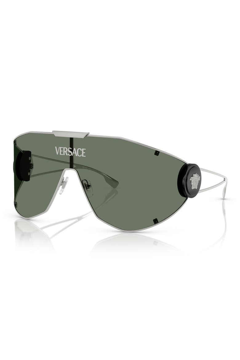 Medusa Medallion 142mm Shield Sunglasses, Alternate, color, SILVER