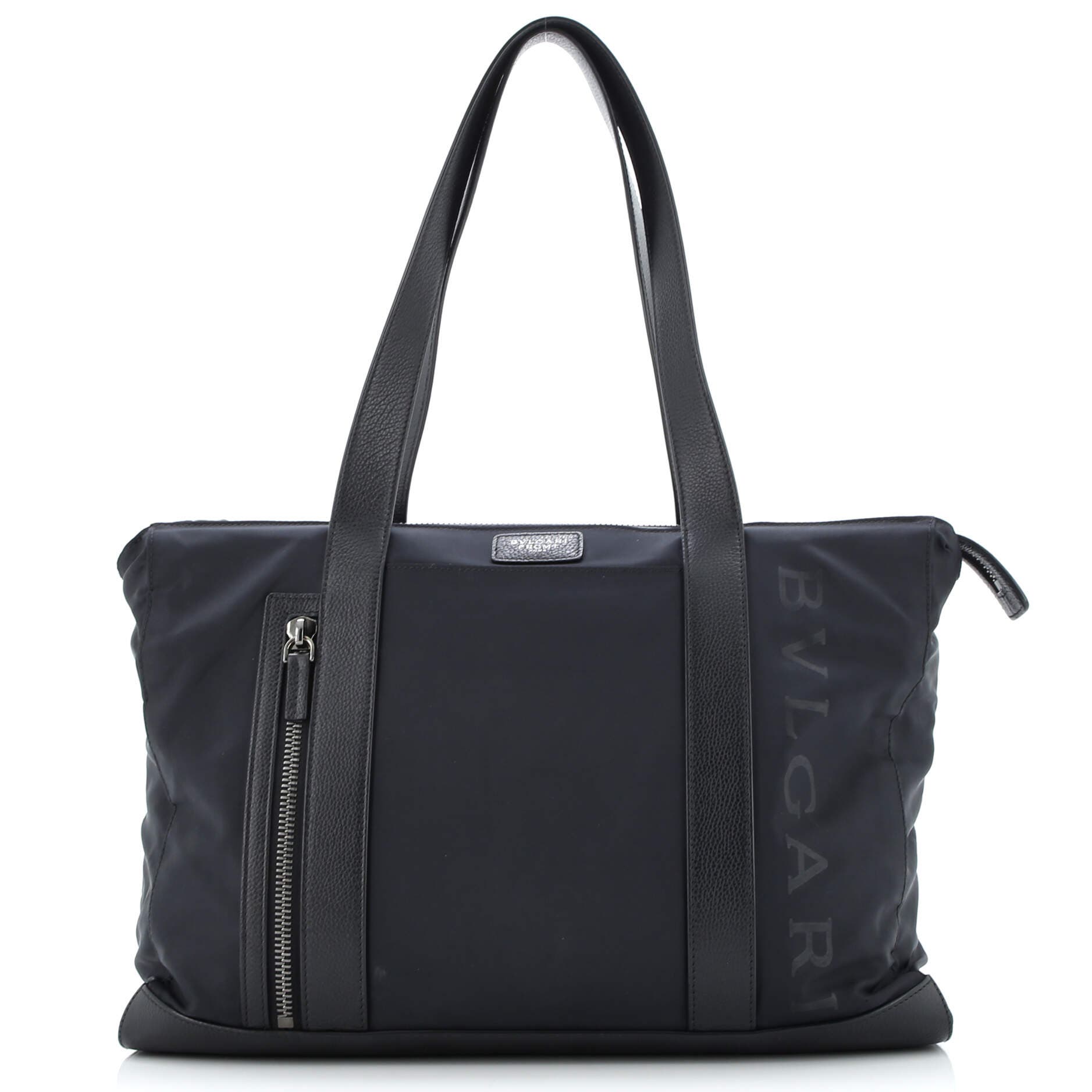 Fragment Zip Tote Nylon with Leather Medium, Main, color, Black
