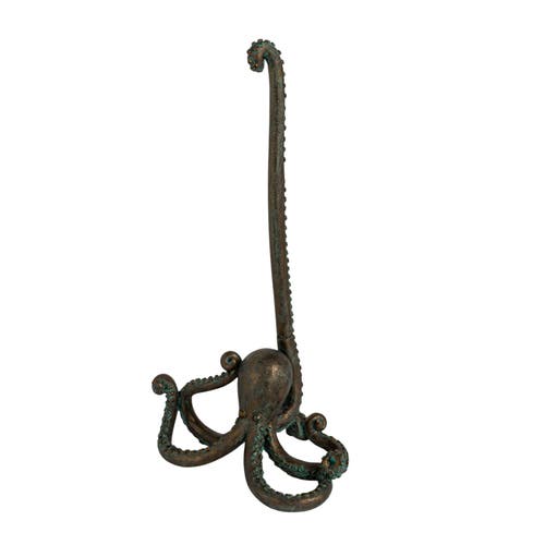Storied Home Resin Octopus Paper Towel Holder, Verdigris Finish In Black
