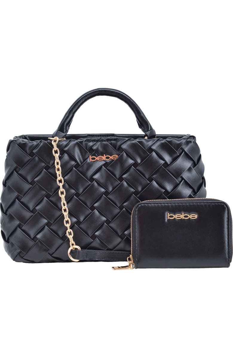 bebe Luca Satchel with Matching Wallet, Main, color, Black