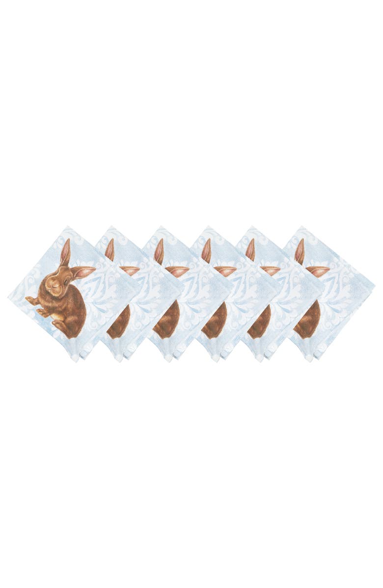 C&F Home Damask Bunny Cotton Napkin Machine Washable Set of 6, Main, color, Blue
