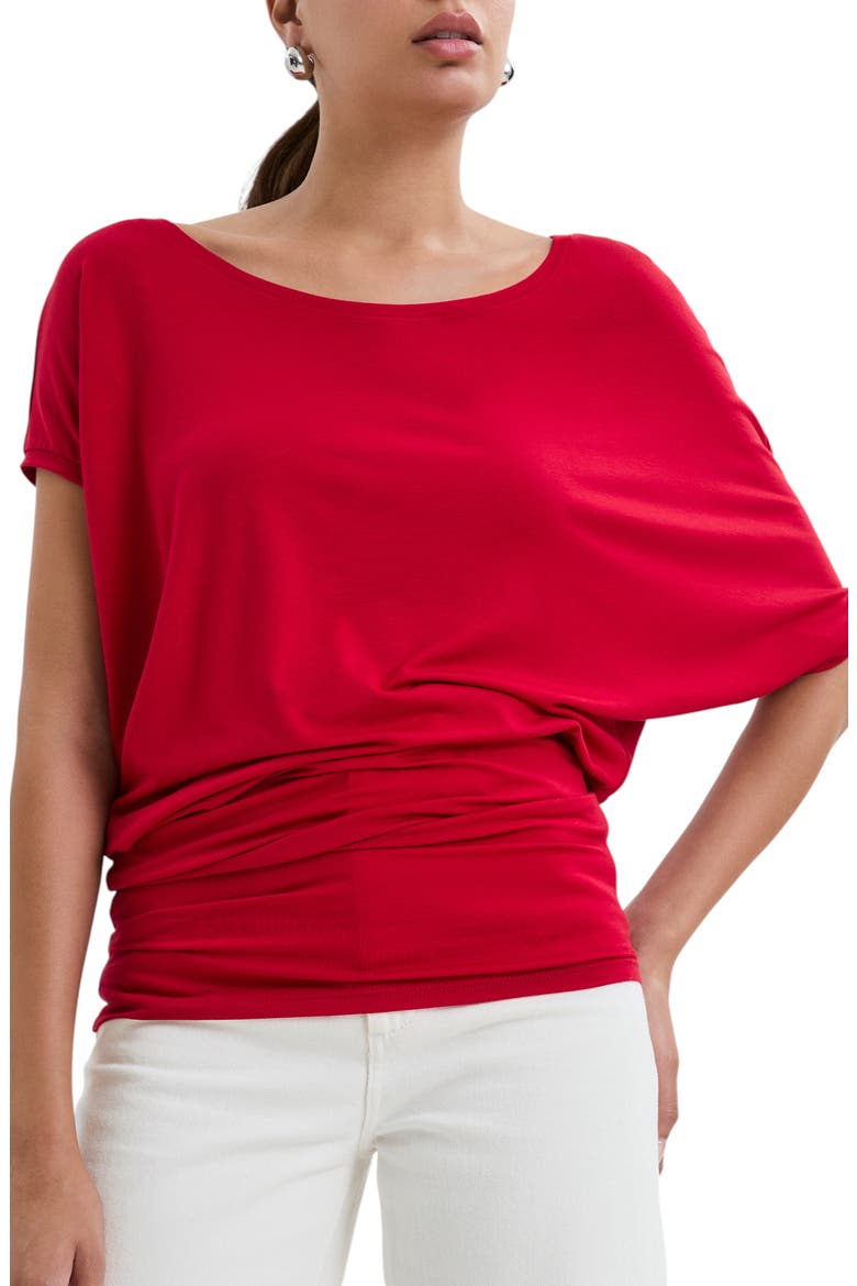 Elena Asymmetric Sleeve Batwing Top, Main, color, RED