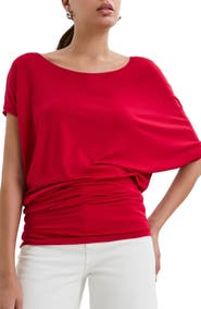 Marcella Elena Asymmetric Sleeve Batwing Top