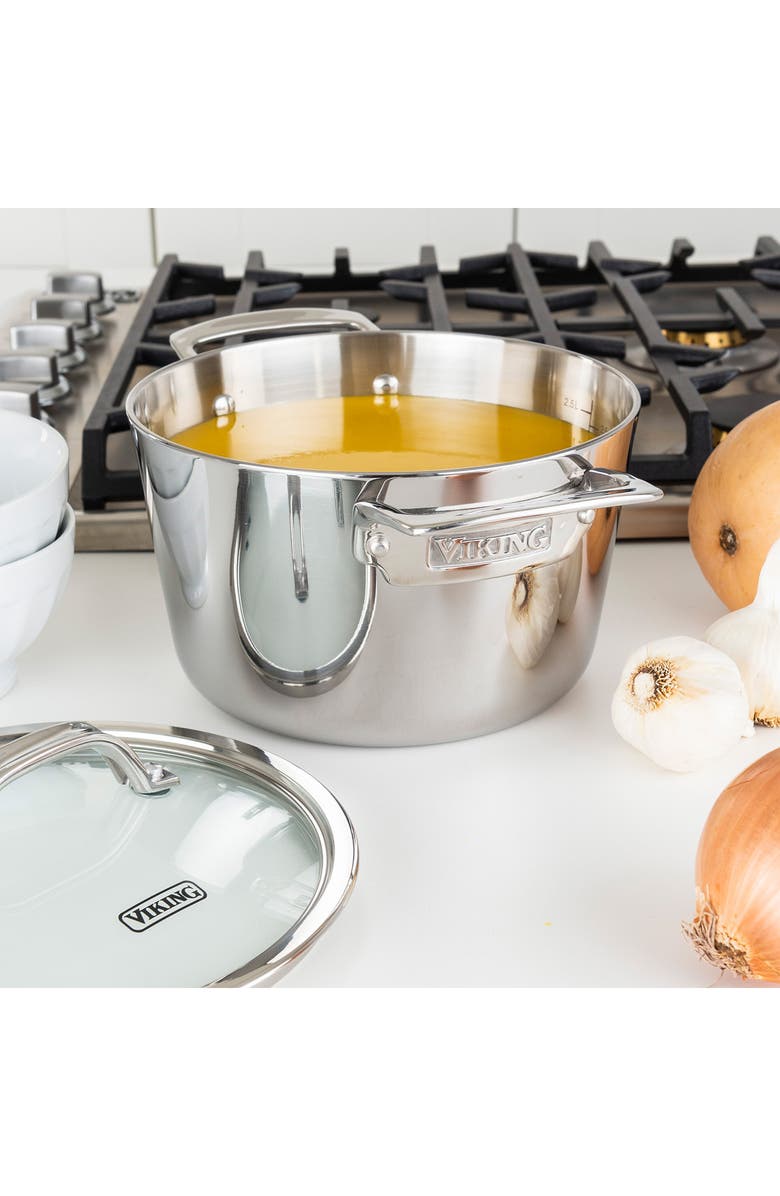 Viking 3-Ply Contemporary Stain Stockpot with Lid, Alternate, color, Stainless Steel