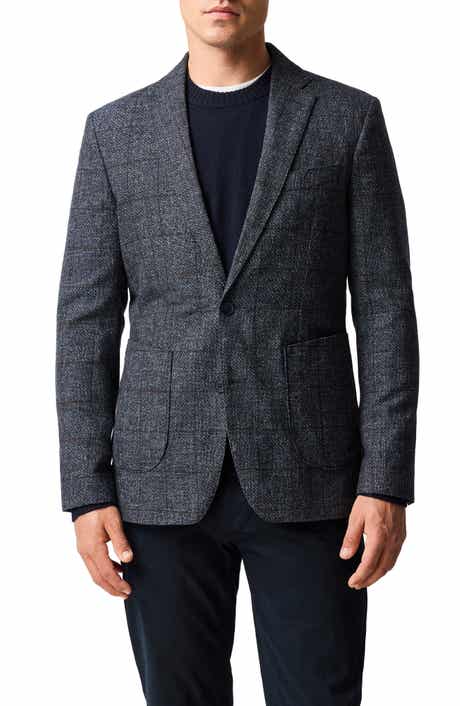 Rodd & Gunn Selwyn Island Grey Windowpane Check Wool & Cotton Blend Sport Coat