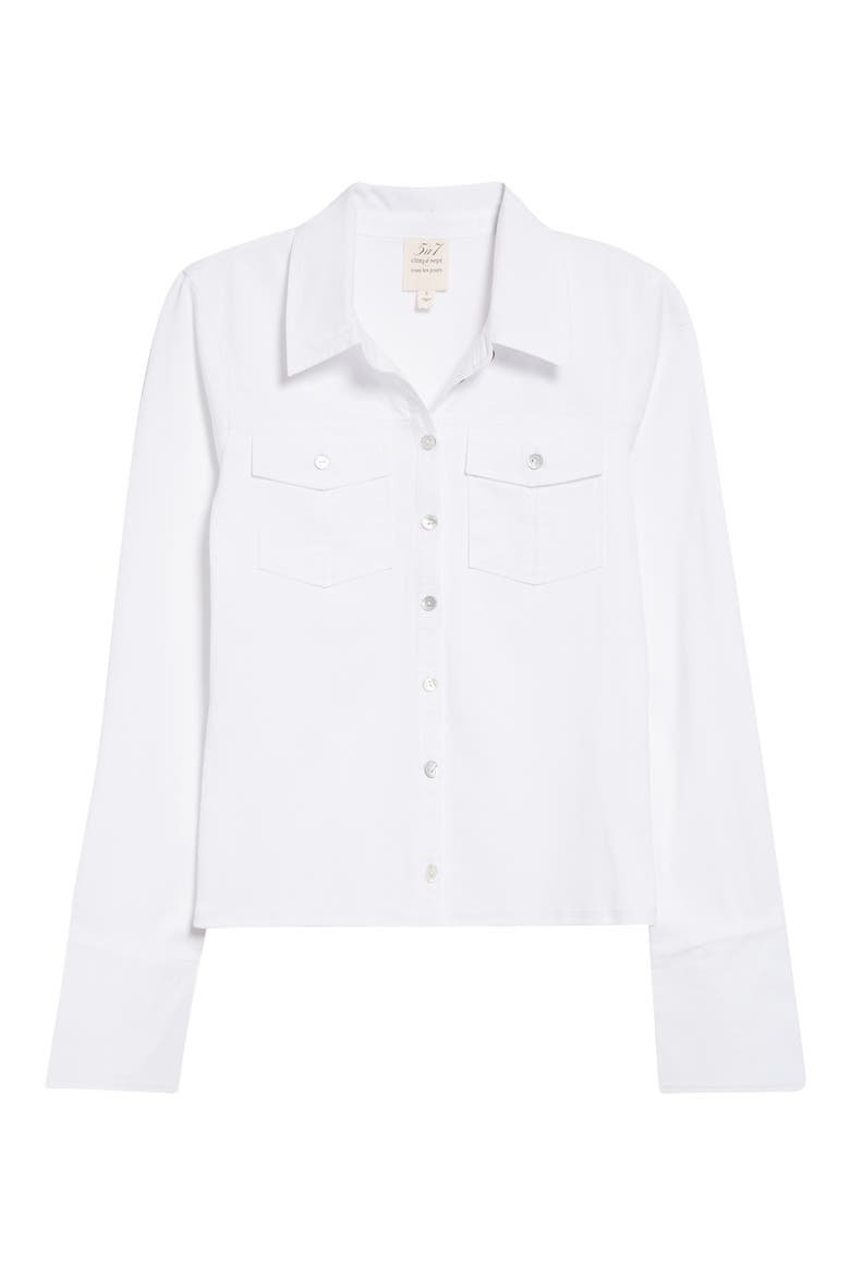 Lyric Button-Up Knit Shirt, Alternate, color, WHITE/WHITE